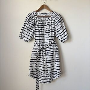 Diane von Furstenberg Tie Dye Striped Puff Sleeve Dress Sz 4